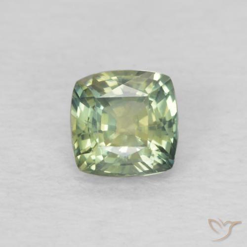 0.45ct Natural Verde amarillento Zafiro, Forma Cojín, VVS-VS