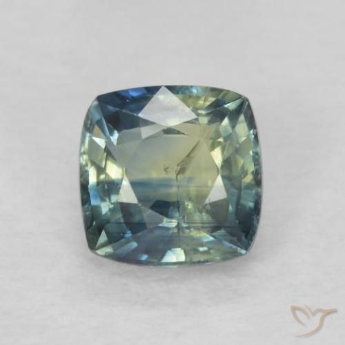 0.77ct Natural Verde azul medio Zafiro, Forma Cojín, VS-SI
