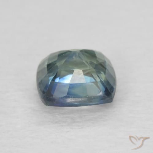 Zafiro Verde azul medio natural de 0.77 ct, Forma Cojín, VS-SI