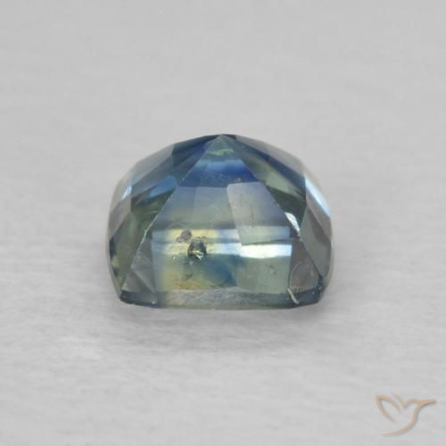Zafiro Verde-azul natural de 0.76 ct, Forma Cojín, VS-SI