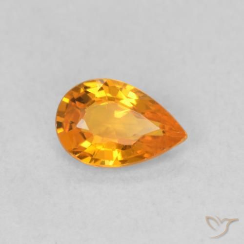 Zafiro Naranja claro natural de 0.48 ct, En forma de pera, VVS-VS