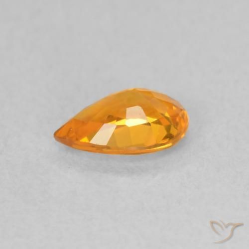 Zafiro Naranja claro natural de 0.48 ct, En forma de pera, VVS-VS