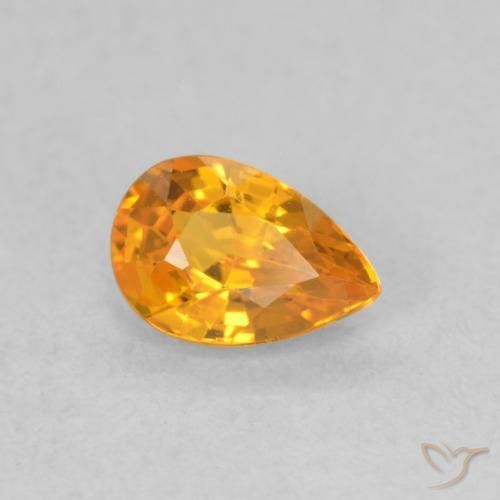 Zafiro Naranja albaricoque natural de 0.62 ct, En forma de pera, VVS-VS