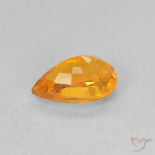 Zafiro Naranja albaricoque natural de 0.62 ct, En forma de pera, VVS-VS