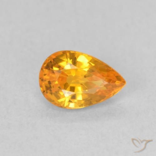 Zafiro Naranja claro natural de 0.59 ct, En forma de pera, VVS-VS