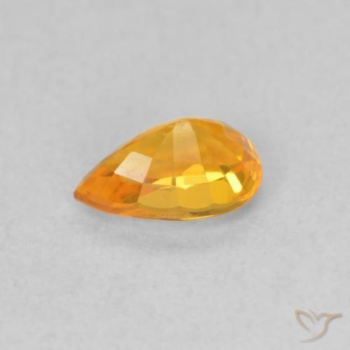 Zafiro Naranja claro natural de 0.59 ct, En forma de pera, VVS-VS