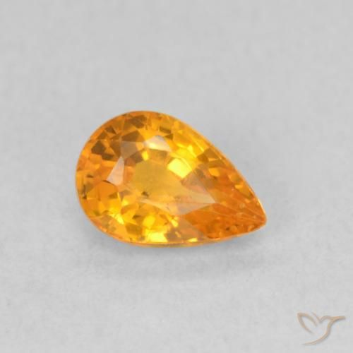 Zafiro Naranja claro natural de 0.59 ct, En forma de pera, VVS-VS
