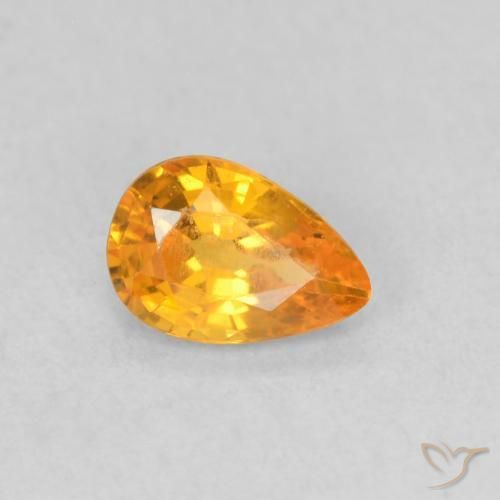Zafiro Naranja claro natural de 0.49 ct, En forma de pera, VVS-VS