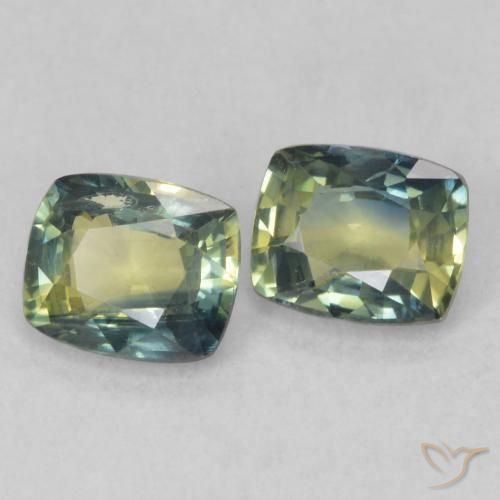 Gemas de Zafiro Multicolor natural de 1.46 ct, Forma Cojín, VS