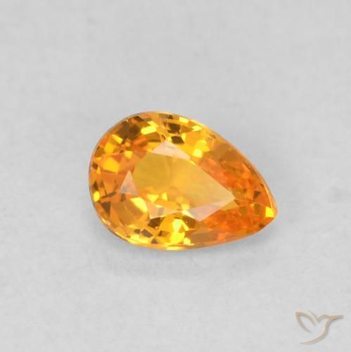 Zafiro Naranja claro natural de 0.54 ct, En forma de pera, VVS-VS