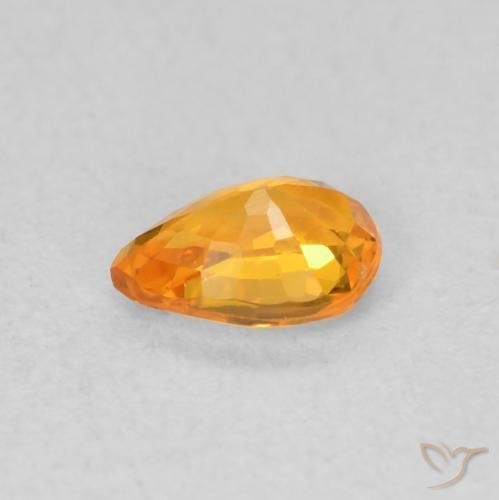 Zafiro Naranja claro natural de 0.54 ct, En forma de pera, VVS-VS