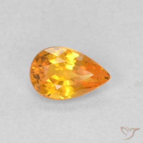 Zafiro Naranja claro natural de 0.56 ct, En forma de pera, VVS-VS