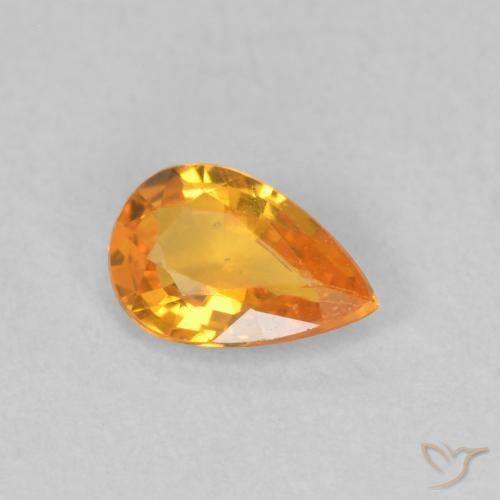Zafiro Naranja claro natural de 0.43 ct, En forma de pera, VVS-VS