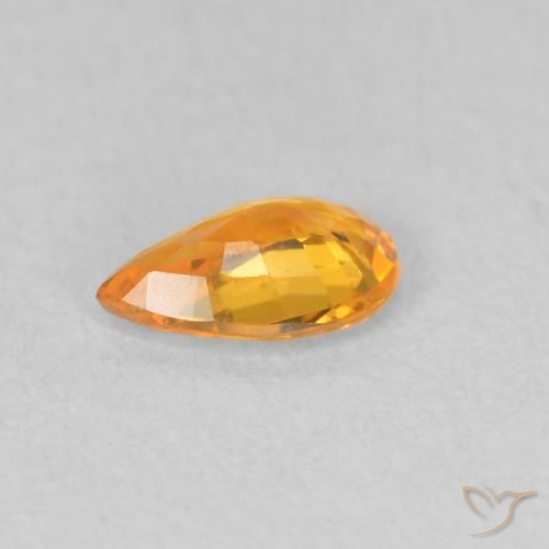 Zafiro Naranja claro natural de 0.43 ct, En forma de pera, VVS-VS