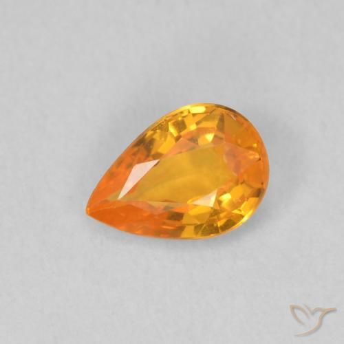Zafiro Naranja claro natural de 0.48 ct, En forma de pera, VVS-VS