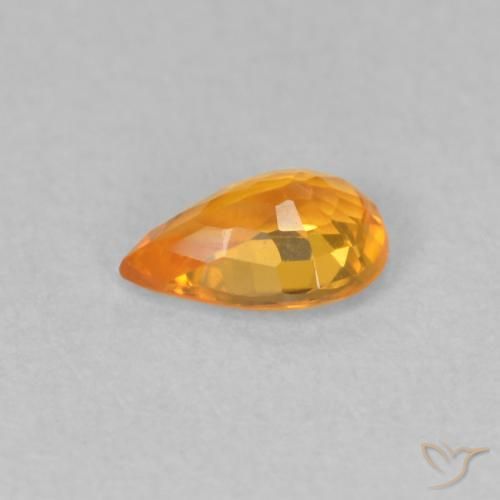 Zafiro Naranja claro natural de 0.48 ct, En forma de pera, VVS-VS