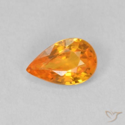 0.49ct Natural Naranja claro Zafiro, En forma de pera, VVS-VS