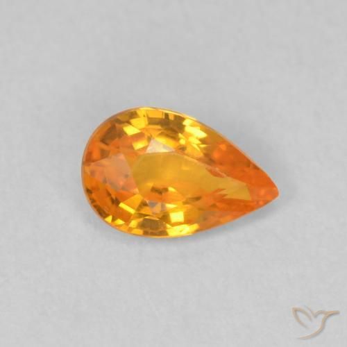 Zafiro Naranja claro natural de 0.49 ct, En forma de pera, VVS-VS
