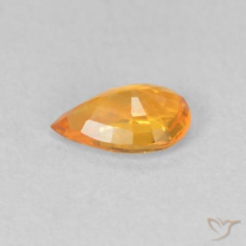 Zafiro Naranja claro natural de 0.49 ct, En forma de pera, VVS-VS