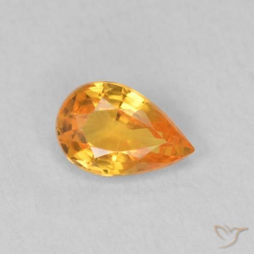 Zafiro Naranja claro natural de 0.47 ct, En forma de pera, VVS-VS