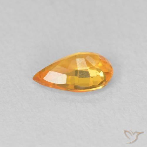 Zafiro Naranja claro natural de 0.47 ct, En forma de pera, VVS-VS