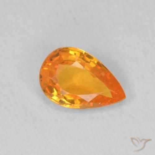 Zafiro Naranja claro natural de 0.47 ct, En forma de pera, VVS-VS
