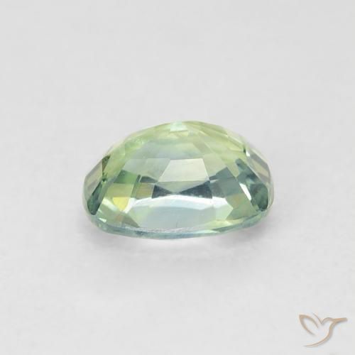 Zafiro Verde salvia muy claro natural de 0.74 ct, Forma Cojín, VVS-VS