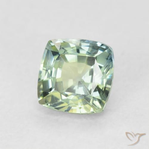 Zafiro Verde musgo claro natural de 0.75 ct, Forma Cojín, VVS-VS