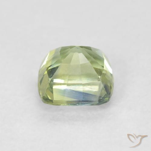 Zafiro Verde musgo claro natural de 0.75 ct, Forma Cojín, VVS-VS