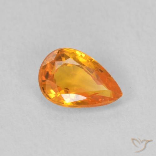 Zafiro Naranja claro natural de 0.50 ct, En forma de pera, VVS