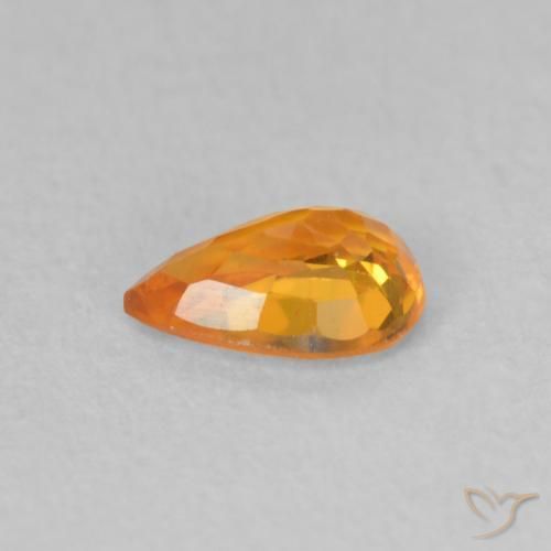 Zafiro Naranja claro natural de 0.50 ct, En forma de pera, VVS