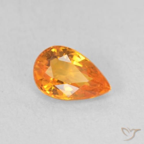Zafiro Naranja claro natural de 0.58 ct, En forma de pera, VVS