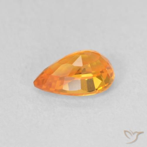 Zafiro Naranja claro natural de 0.58 ct, En forma de pera, VVS