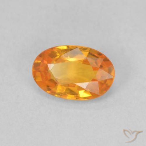 Zafiro Naranja claro natural de 0.55 ct, Ovalada, VVS