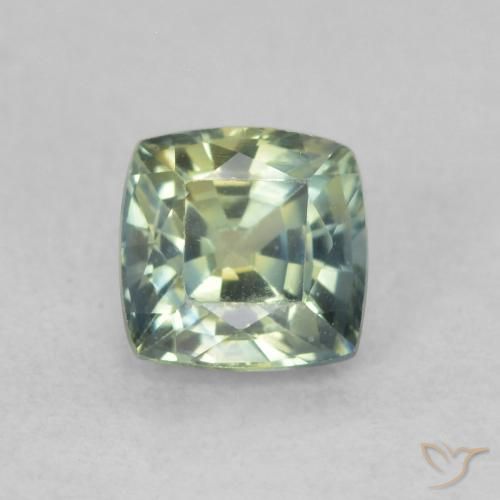 0.75ct Natural Verde amarillento Zafiro, Forma Cojín, VVS-VS