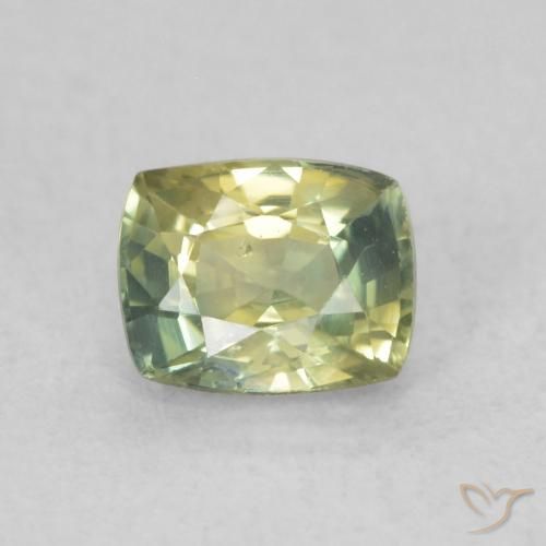 0.66ct Natural Verde amarillento Zafiro, Forma Cojín, VVS-VS