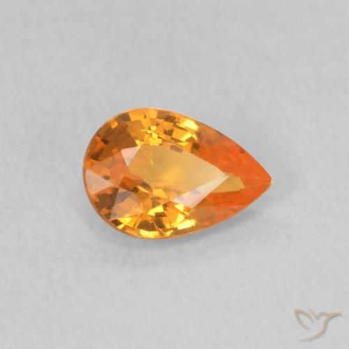 Zafiro Naranja claro natural de 0.52 ct, En forma de pera, VVS