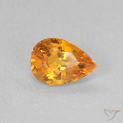 Zafiro Naranja claro natural de 0.58 ct, En forma de pera, VVS