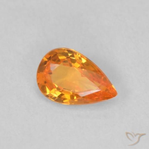 Zafiro Naranja claro natural de 0.48 ct, En forma de pera, VVS