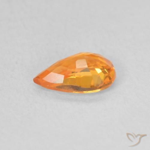 Zafiro Naranja claro natural de 0.48 ct, En forma de pera, VVS