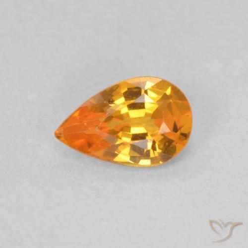 0.50ct Natural Naranja medio Zafiro, En forma de pera, VVS