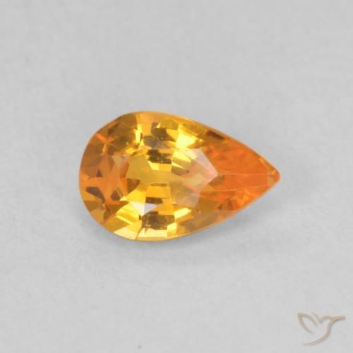 Zafiro Naranja medio natural de 0.50 ct, En forma de pera, VVS