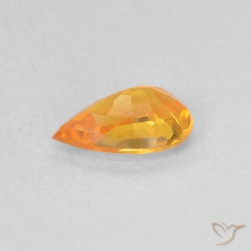 Zafiro Naranja medio natural de 0.50 ct, En forma de pera, VVS