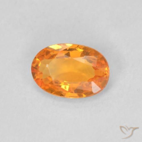 Zafiro Naranja albaricoque natural de 0.52 ct, Ovalada, VVS