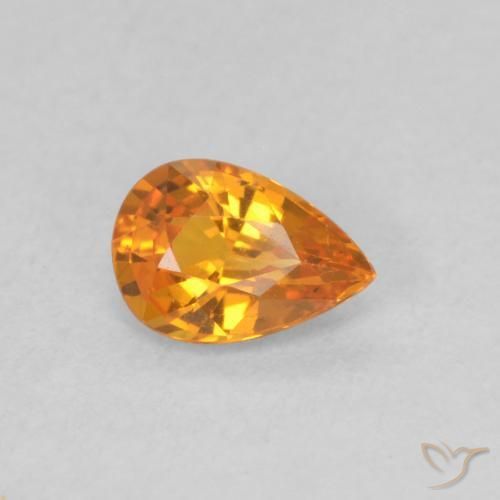 Zafiro Naranja medio natural de 0.48 ct, En forma de pera, VVS