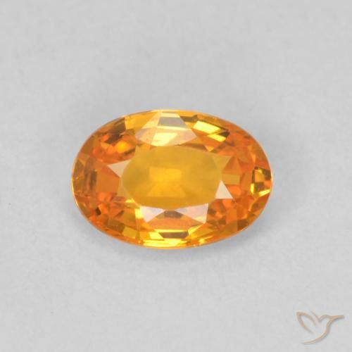 0.60ct Natural Naranja albaricoque Zafiro, Ovalada, VVS