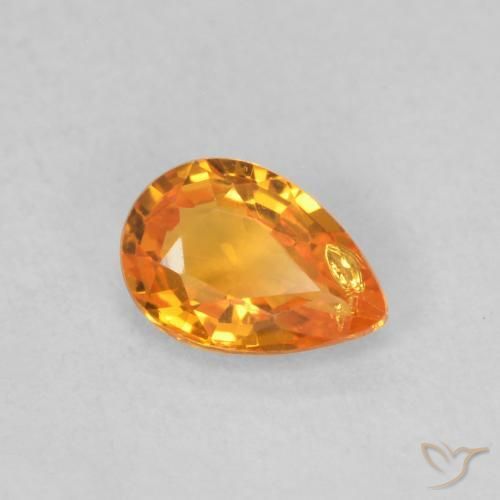 Zafiro Naranja albaricoque natural de 0.51 ct, En forma de pera, VS