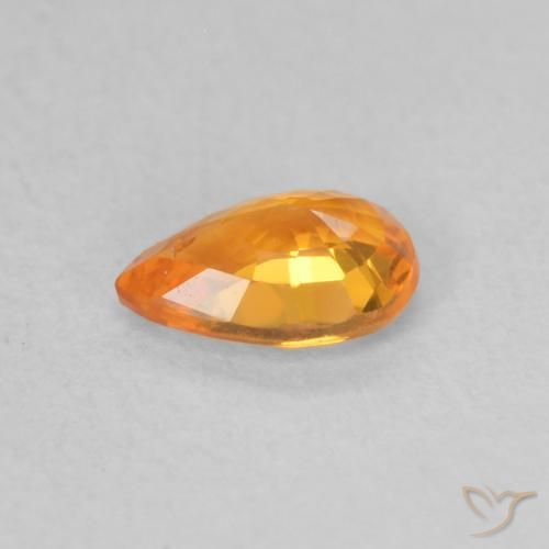 Zafiro Naranja albaricoque natural de 0.51 ct, En forma de pera, VS