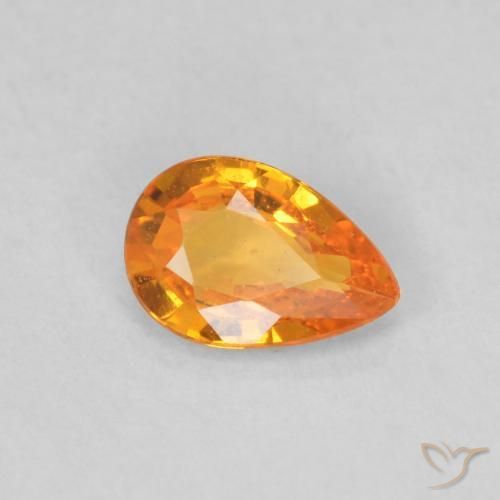 Zafiro Naranja albaricoque natural de 0.44 ct, En forma de pera, VS