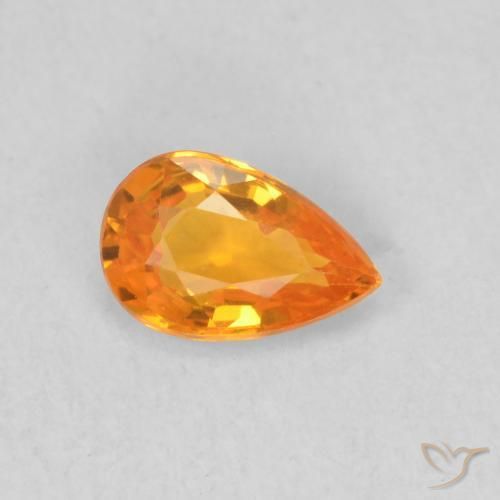 Zafiro Naranja claro natural de 0.52 ct, En forma de pera, VVS-VS